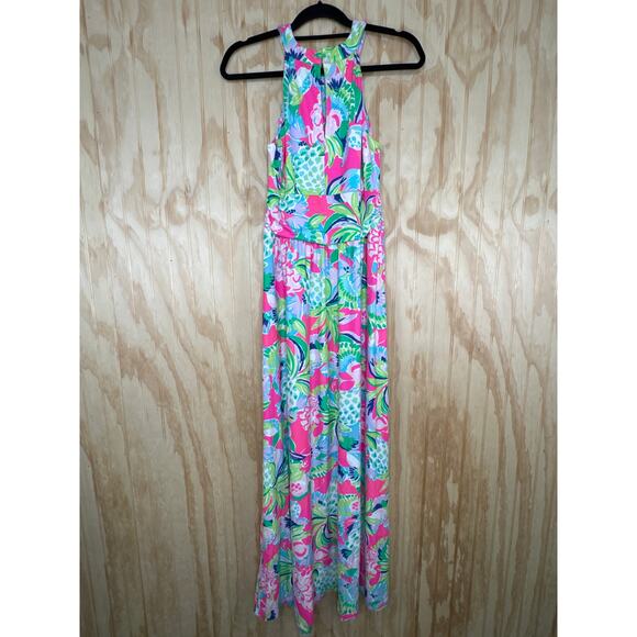 Lilly Pulitzer Tallula Maxi Dress Tank Style Ruched Waist Stretch Medium - Picture 3 of 8